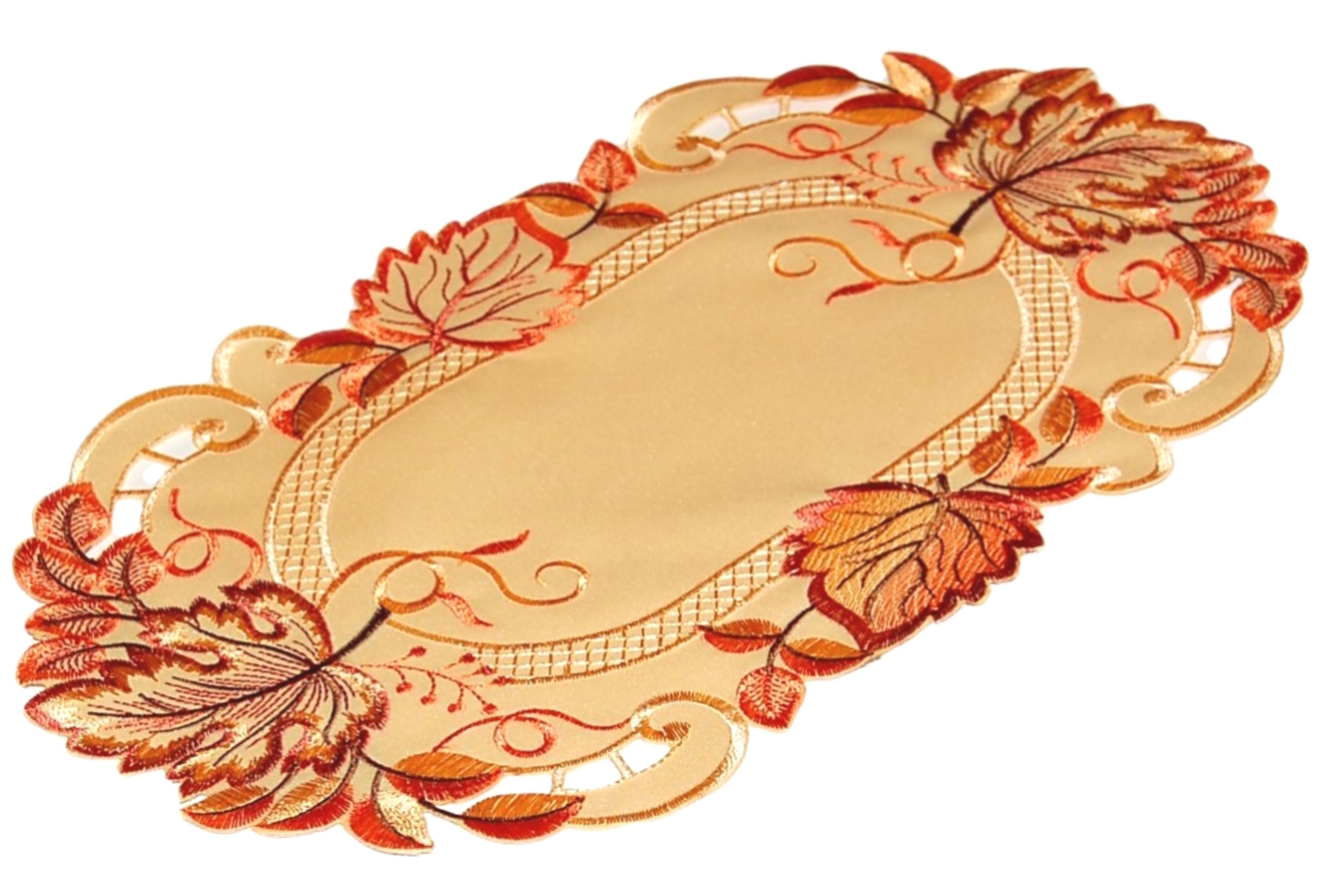 HERBST Tischdecke Tischläufer Mitteldecke Deckchen Decke Läufer Stickerei  Orange | eBay