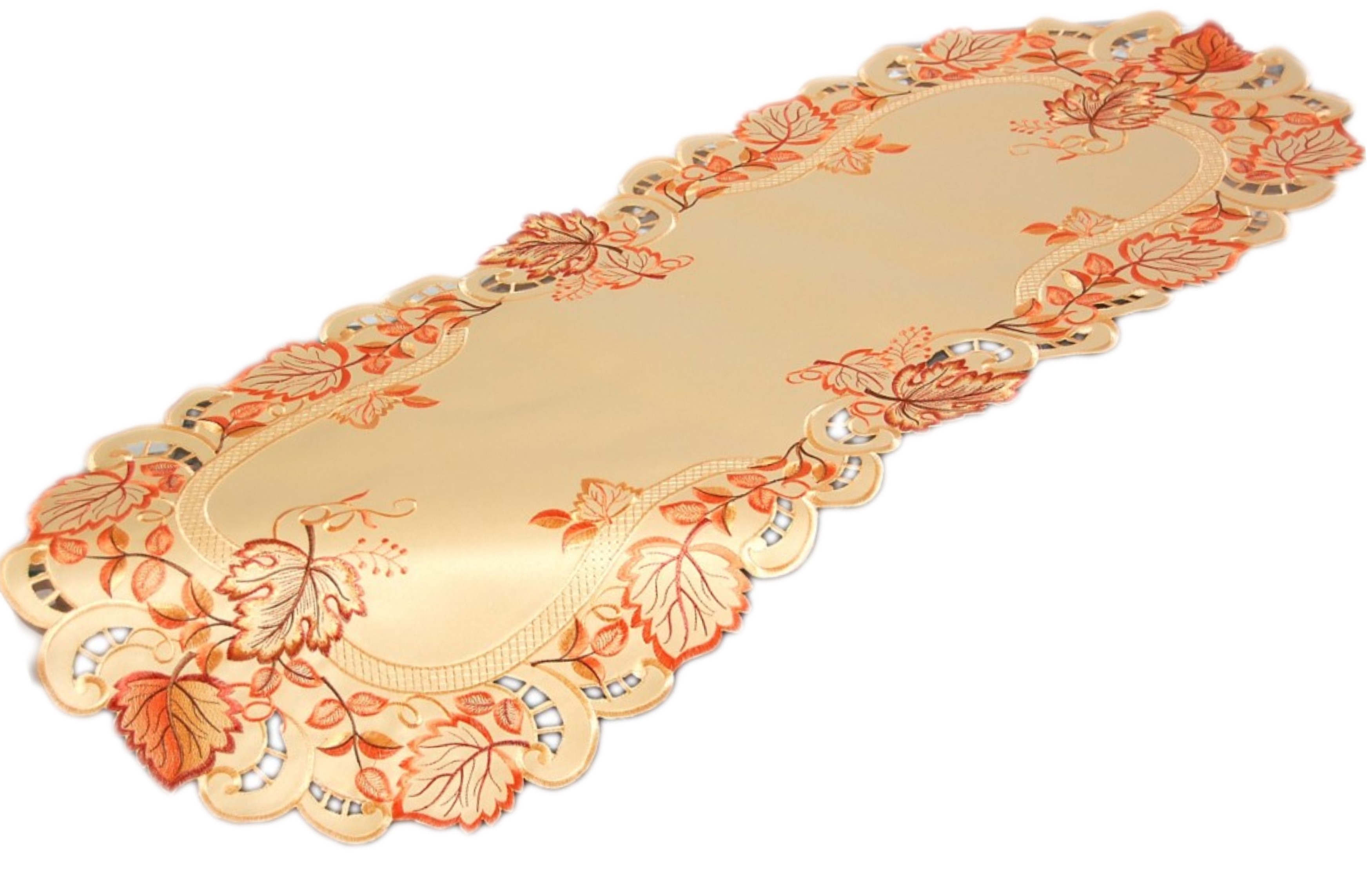 HERBST Tischdecke Tischläufer Mitteldecke Deckchen Decke Läufer Stickerei  Orange | eBay