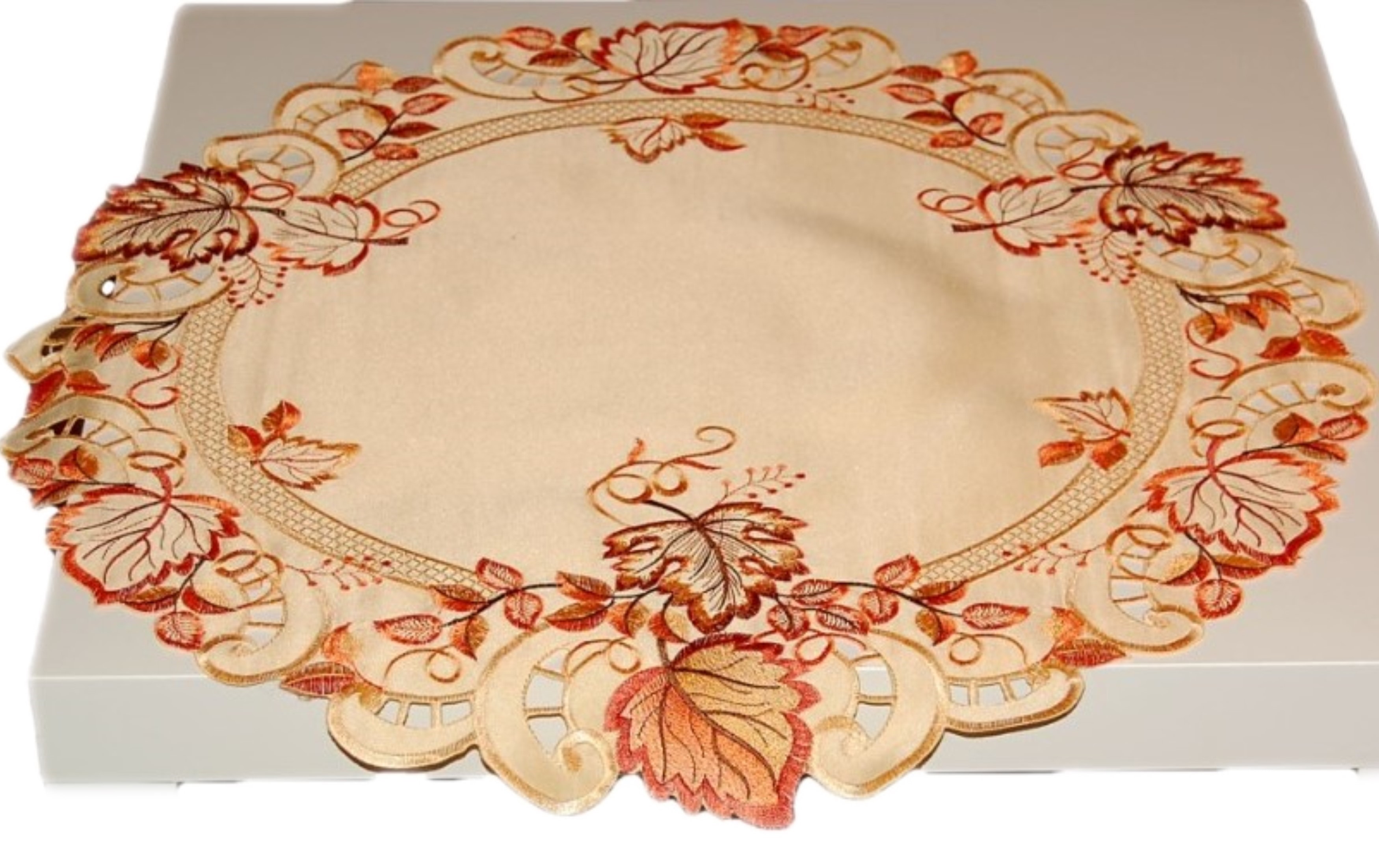 Läufer Tischdecke eBay Tischläufer | HERBST Decke Deckchen Mitteldecke Orange Stickerei