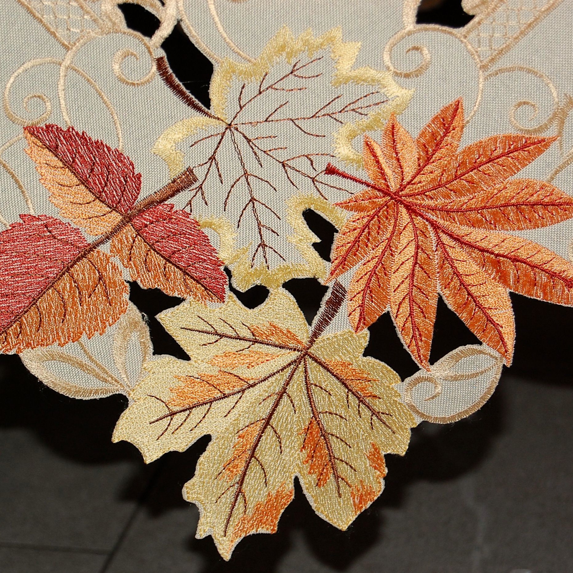 Tischläufer Blätter Tischband Stickerei Mitteldecke eBay Deckchen | HERBST Tischdecke
