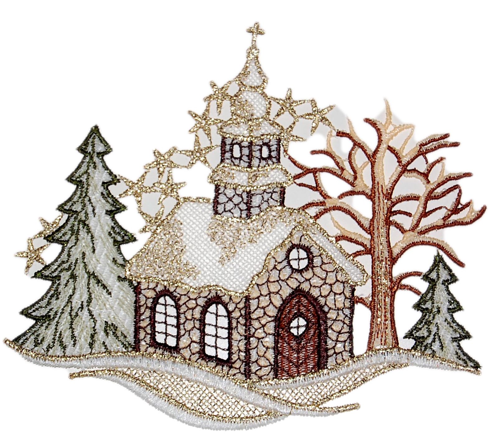 Kleine Fensterbilder Laterne, Kerze und Weihnachtsstern aus Plauener Spitze