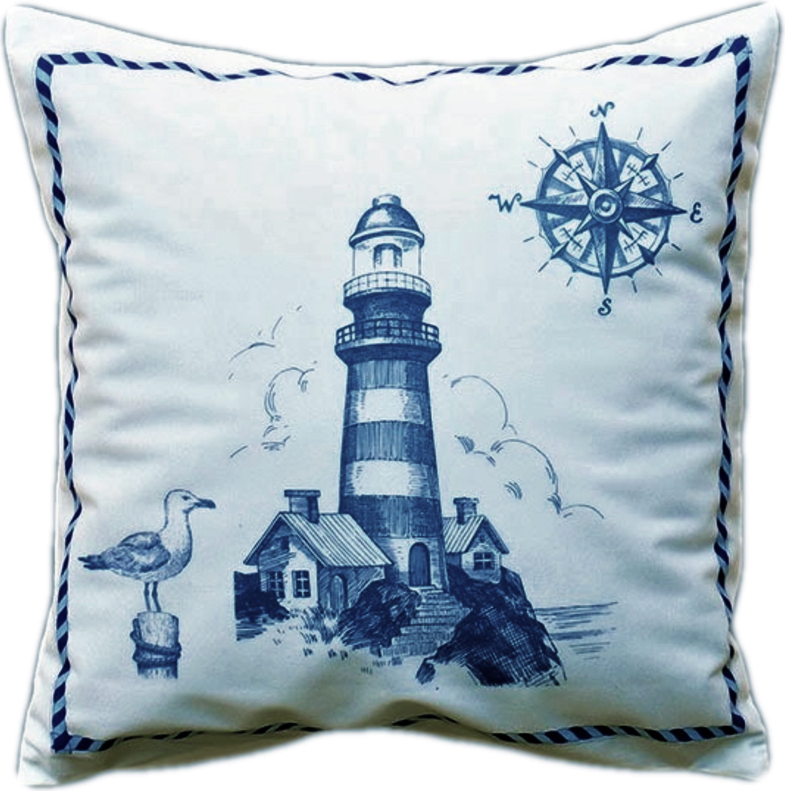Kissenhülle Maritim 40x40 Leuchtturm Kissenbezug Dekokissen Sofakissen Kissen Pflegeleicht Blau