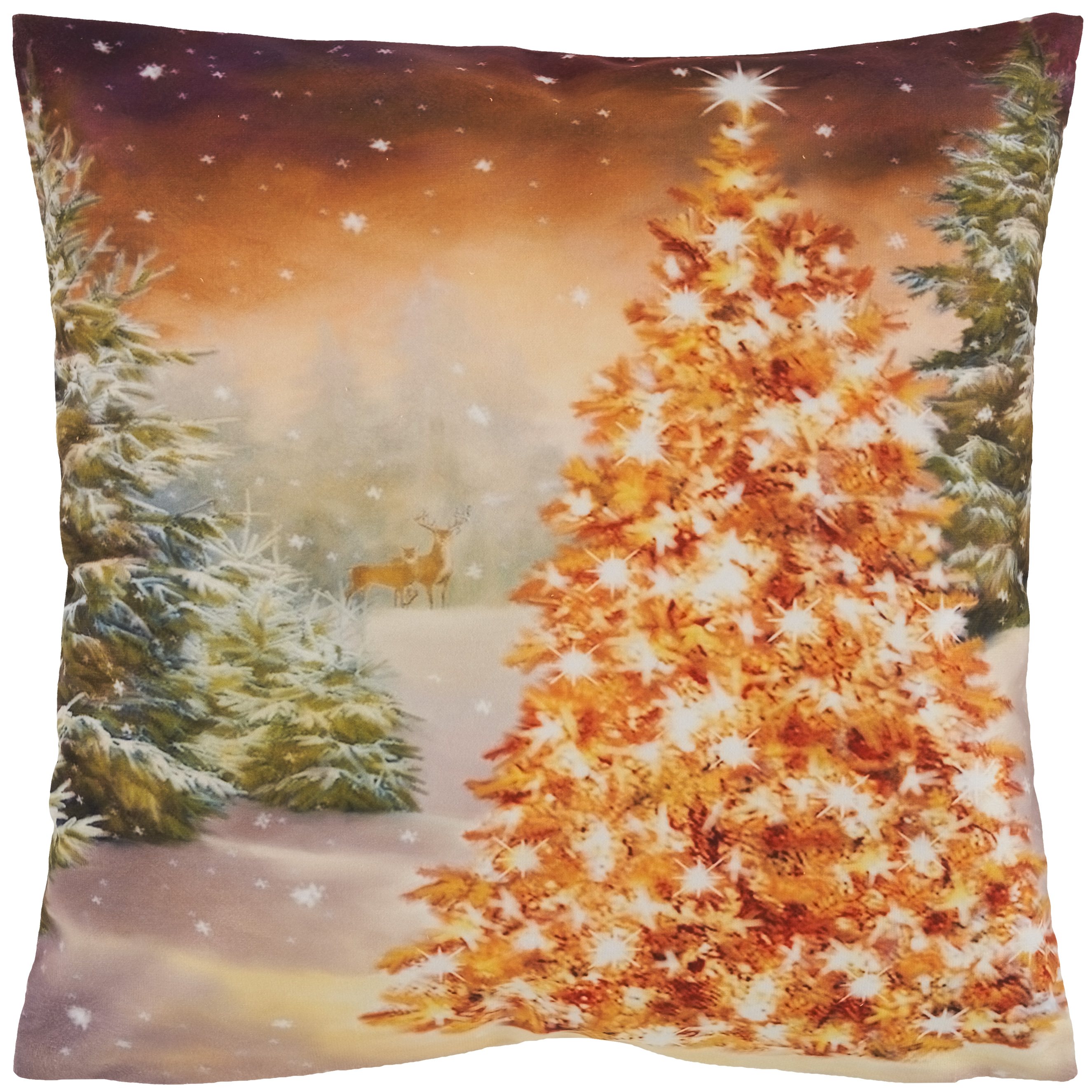 Kissenbezug Weihnachten 40x40 Kissenhülle Weihnachtsbaum Gold Dekokissen Winter Kissen WEICH Stoff Bedruckt Eckig Reißverschluss