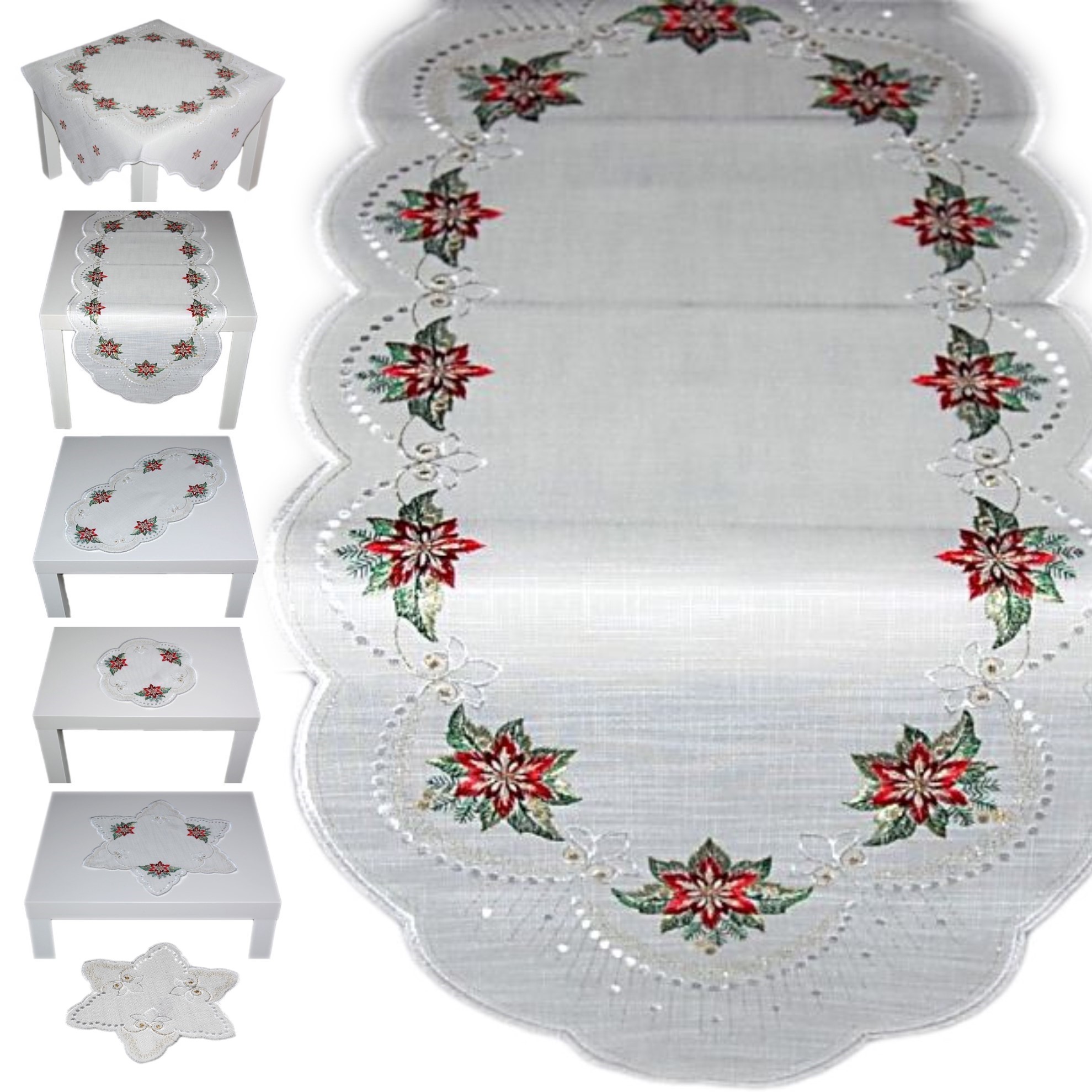 Plauener Spitze Tischdecke Stickerei Schneemann Deckchen Tischläufer Weiß  Winter | eBay