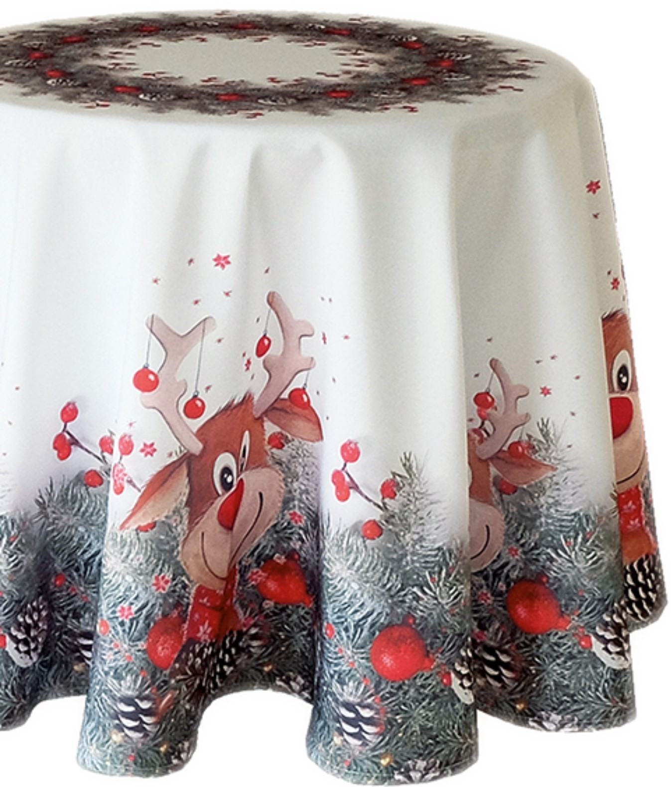 2er-Pack Weihnachtstischdecke – 220x130 Cm, Weiß Mit Weihnachtsbaum & Karo, Wasserdicht – Für Innen & Außen