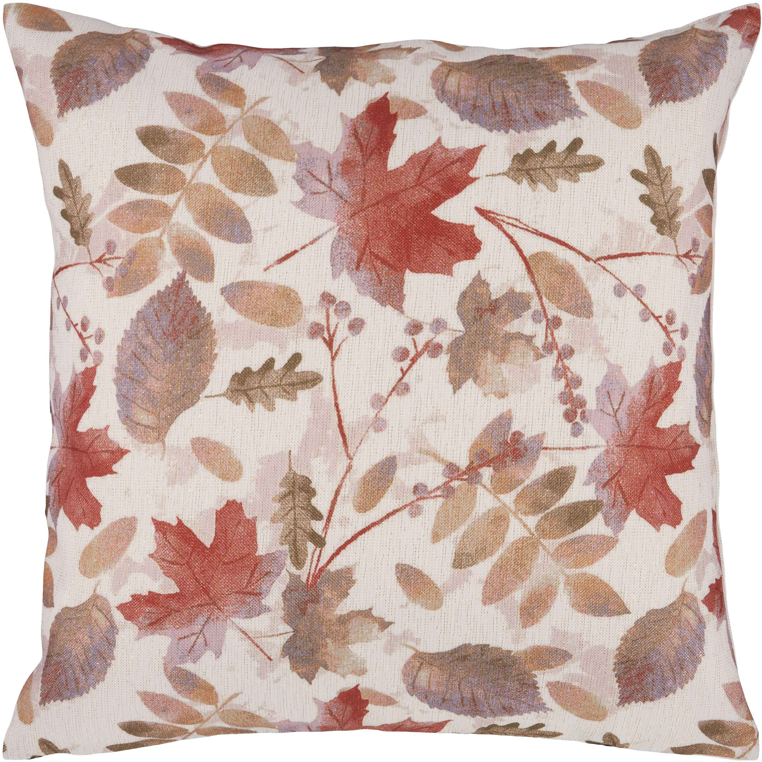 Kissenbezug 40 x 40 Kissenhülle Beige Kissen Herbst Dekokissen Bezug Lurex Blatt