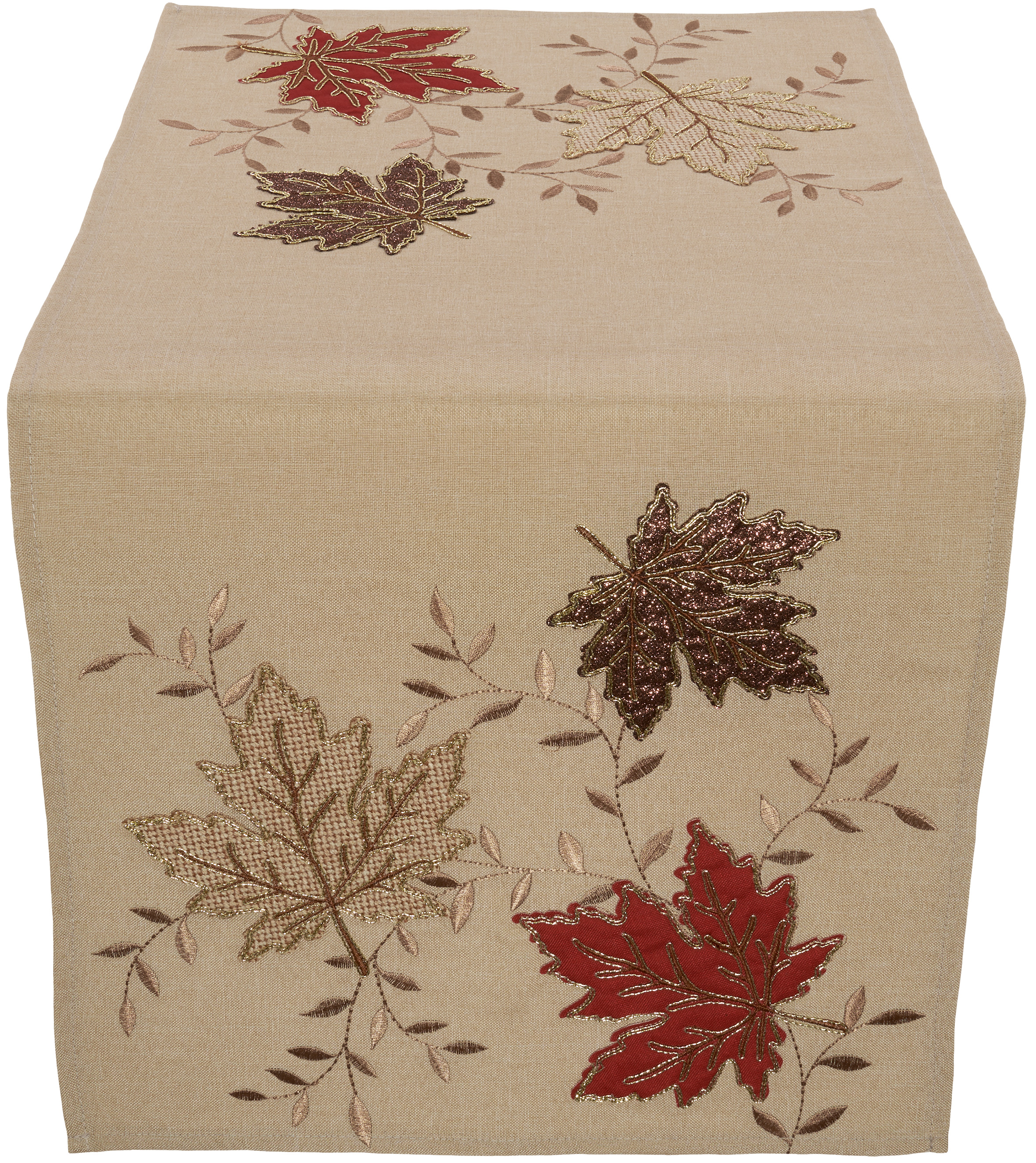 Tischläufer Beige Herbstlich Tischdecke Bestickt 40x90 Tischwäsche Herbst Ahorn