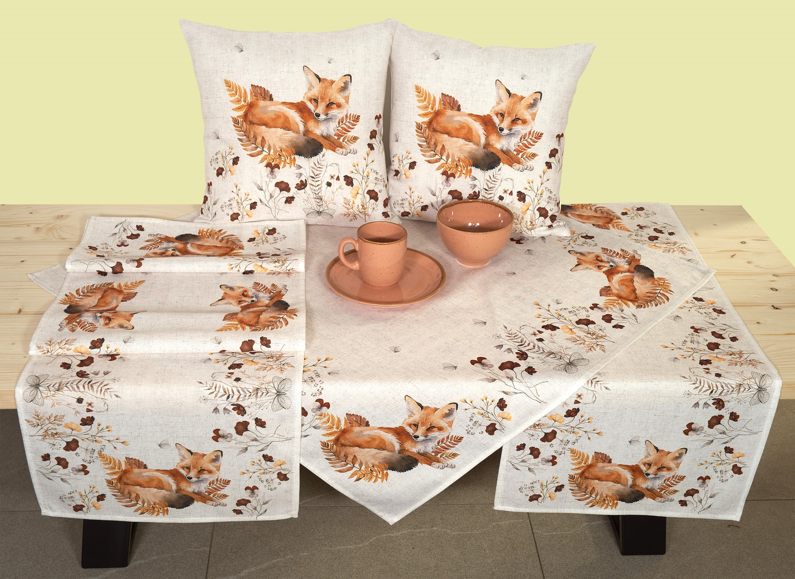 Tischläufer Herbst 40x90 Fuchs Tischdecke Pflegeleicht Decke Läufer Küche Esszimmer Wohnzimmer Waschbare Tisch Dekoration