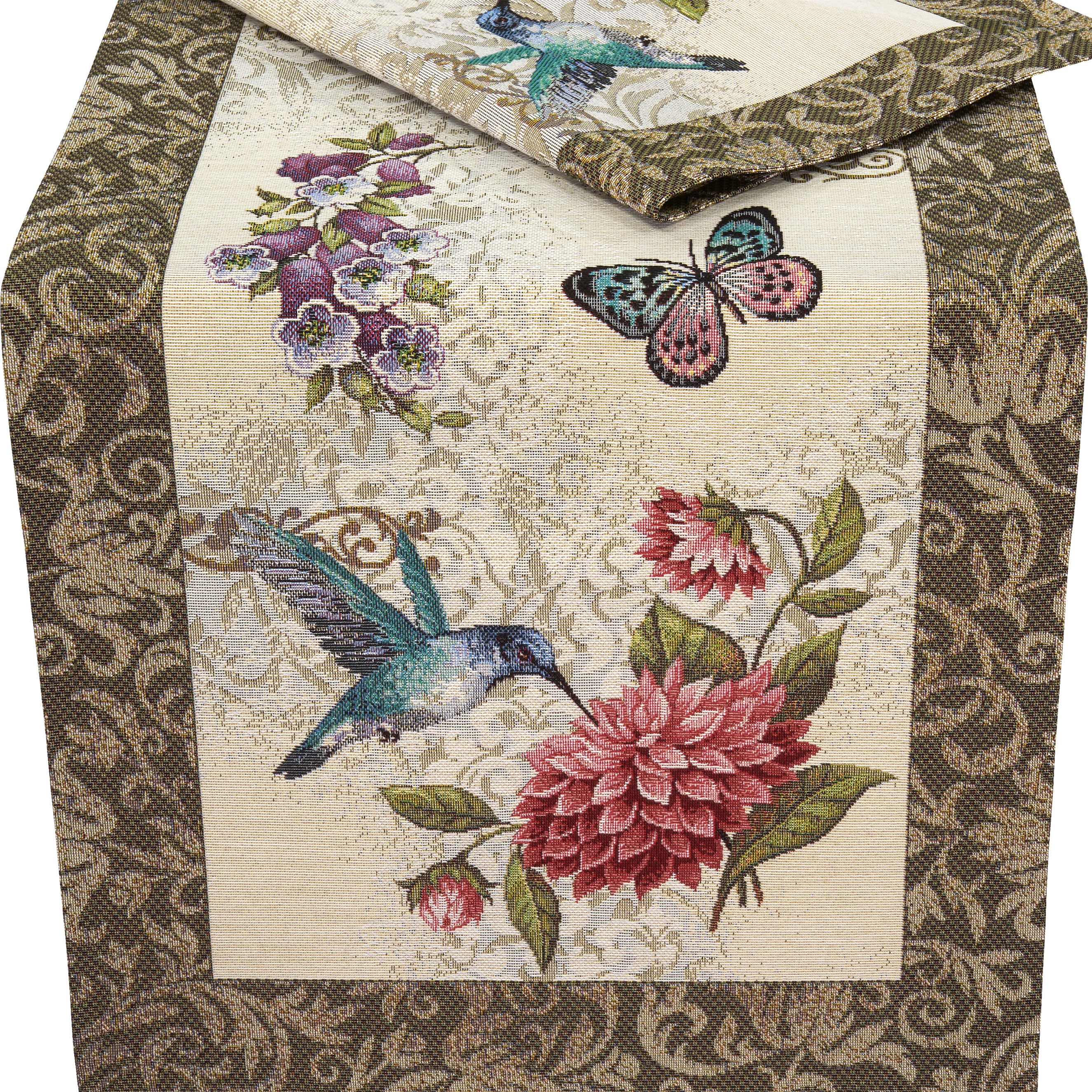 Gobelin Tischläufer 35x97 Kolibri Tischdecke Tischunterlage Couchtisch Aufleger Frühling Sommer
