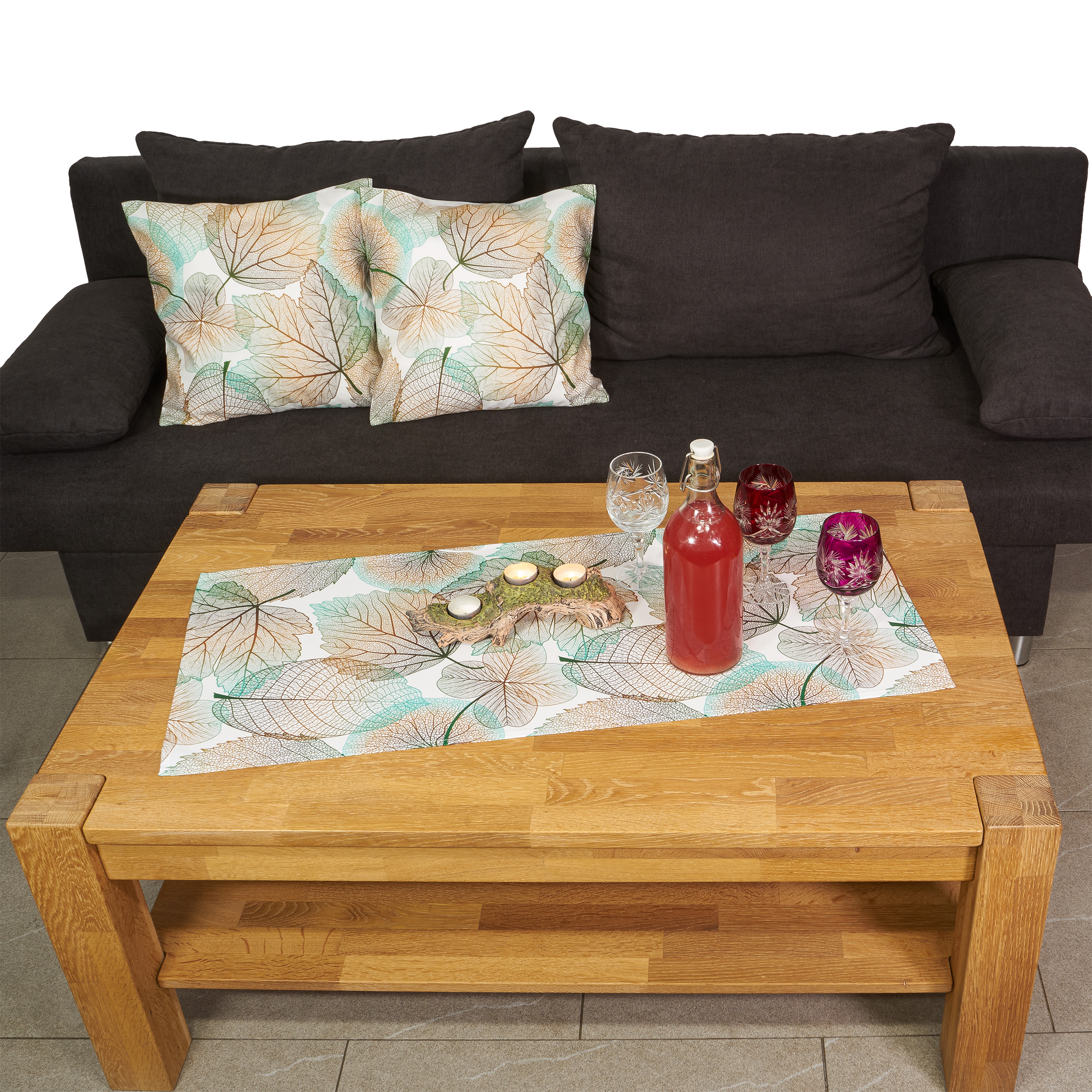 Tischdecke Mitteldecke Herbstdesign – 40x90 Cm, Mit Eichhörnchen & Herbstfrüchten, Aus Polyester, Waschbar