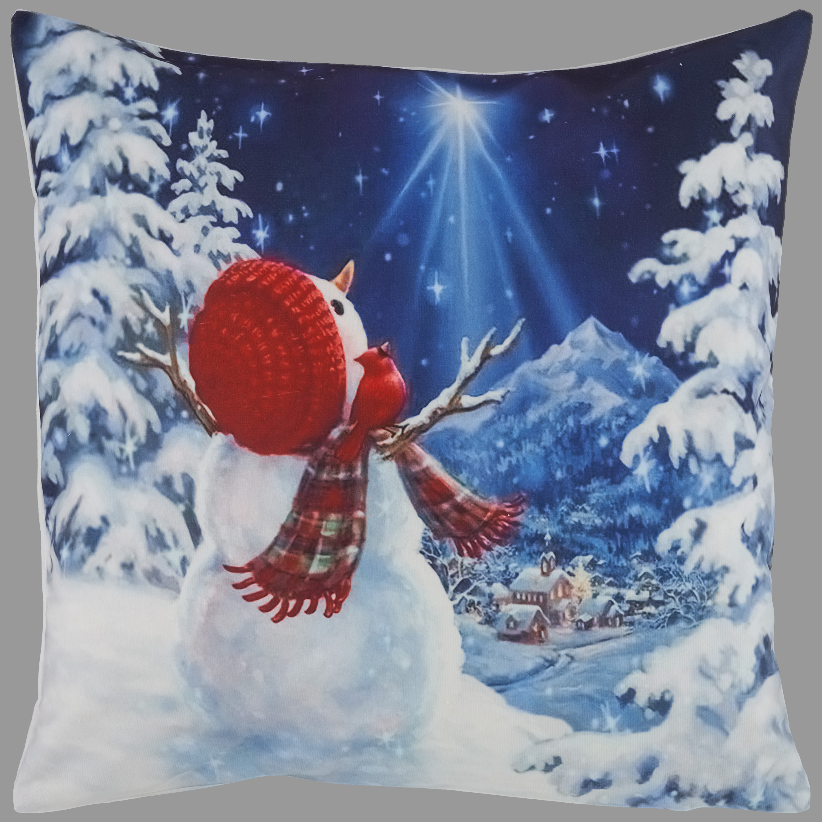 Kissenbezug Weihnachten 40x40 Schneemann Polarstern Dekokissen Winter Stoff WEICH Eckig Bedruckt Reißverschluss