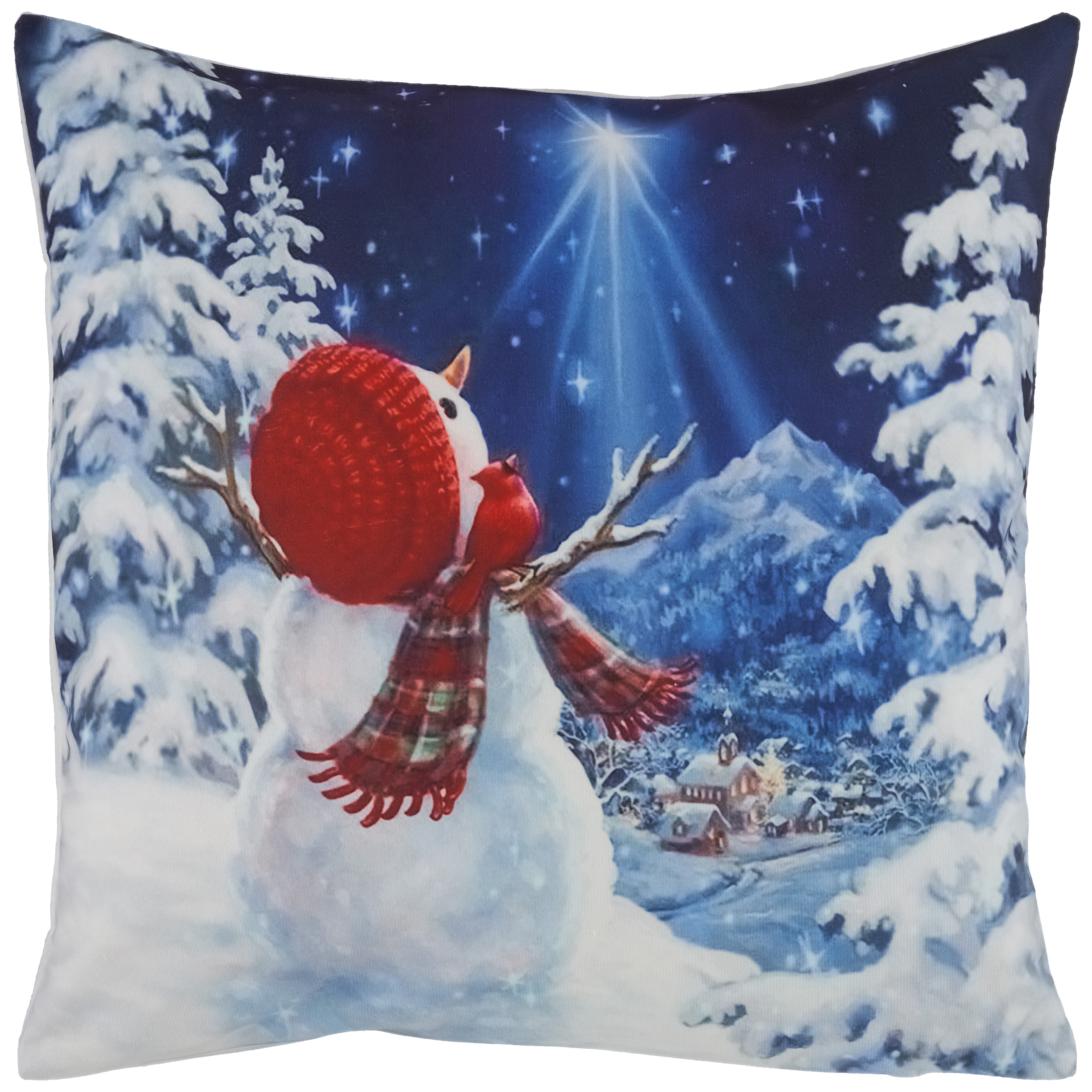 Kissenbezug Weihnachten 40x40 Schneemann Polarstern Dekokissen Winter Stoff WEICH Eckig Bedruckt Reißverschluss