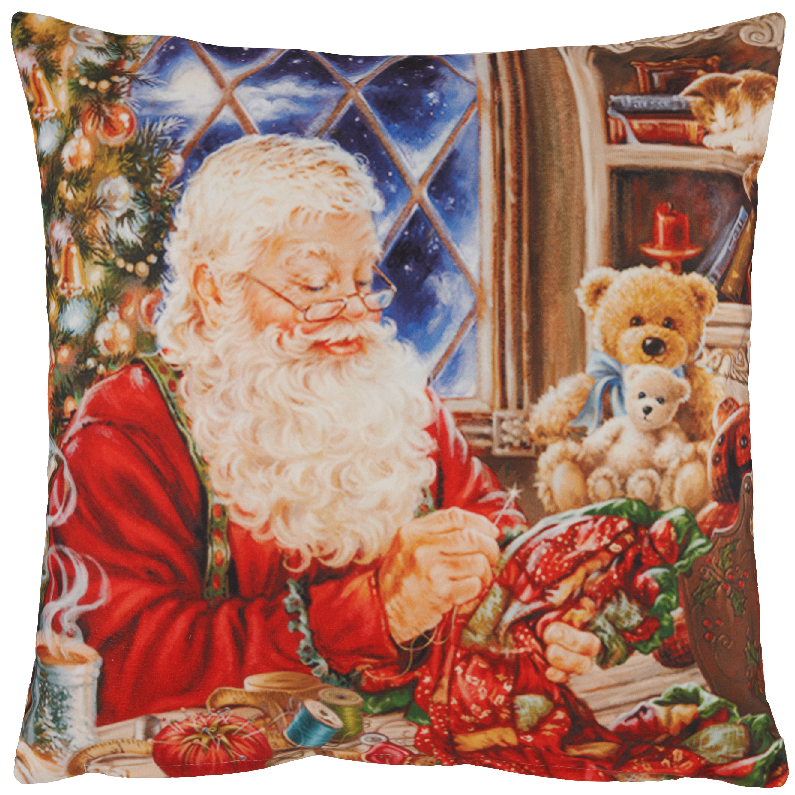 WEIHNACHTEN Kissenhülle Kissenbezug 40x40 Dekokissen Kissen Weihnachtsmann Weich
