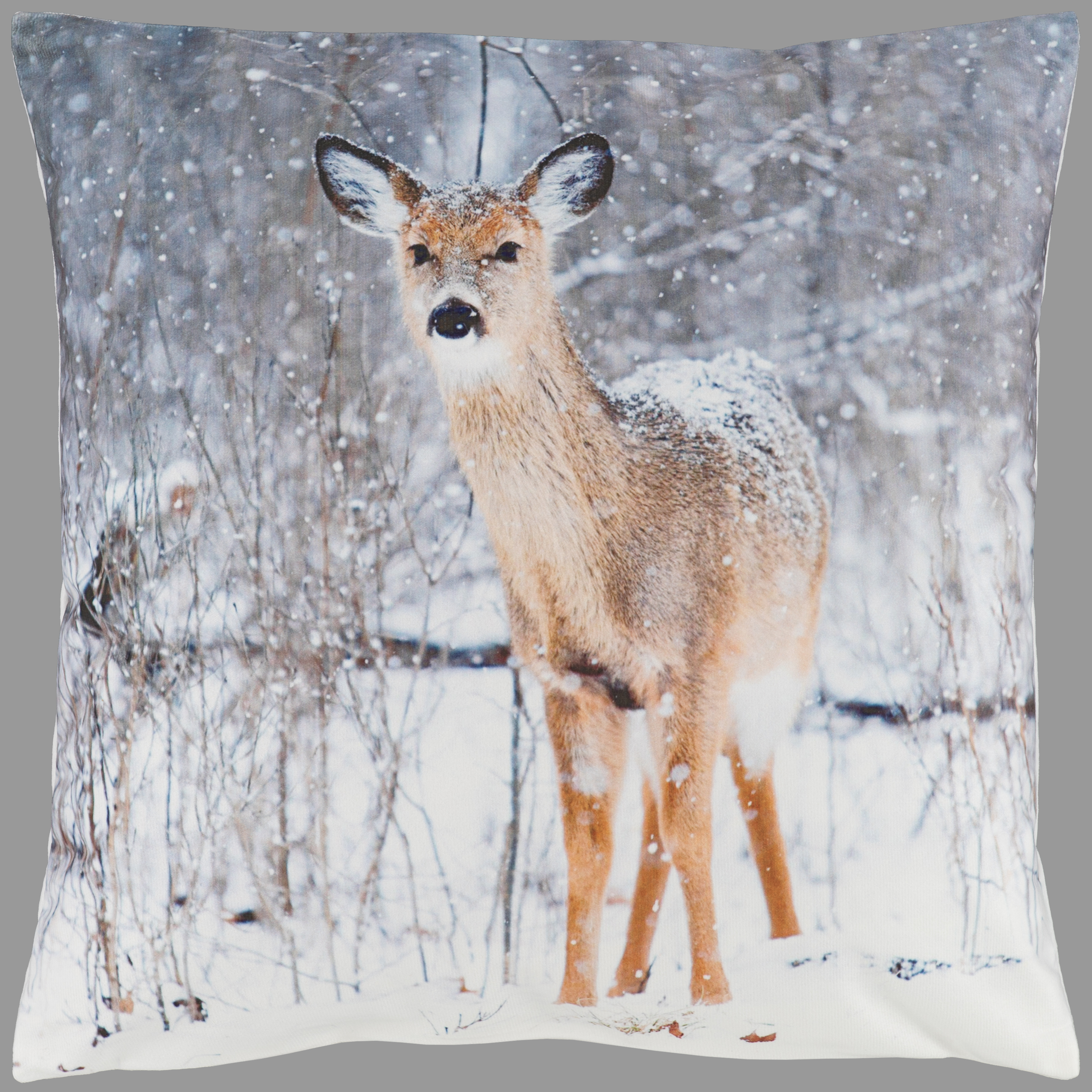 Kissenbezug Weihnachten 40x40 Kissenhülle Dekokissen Kissen Weich Reh im Winter