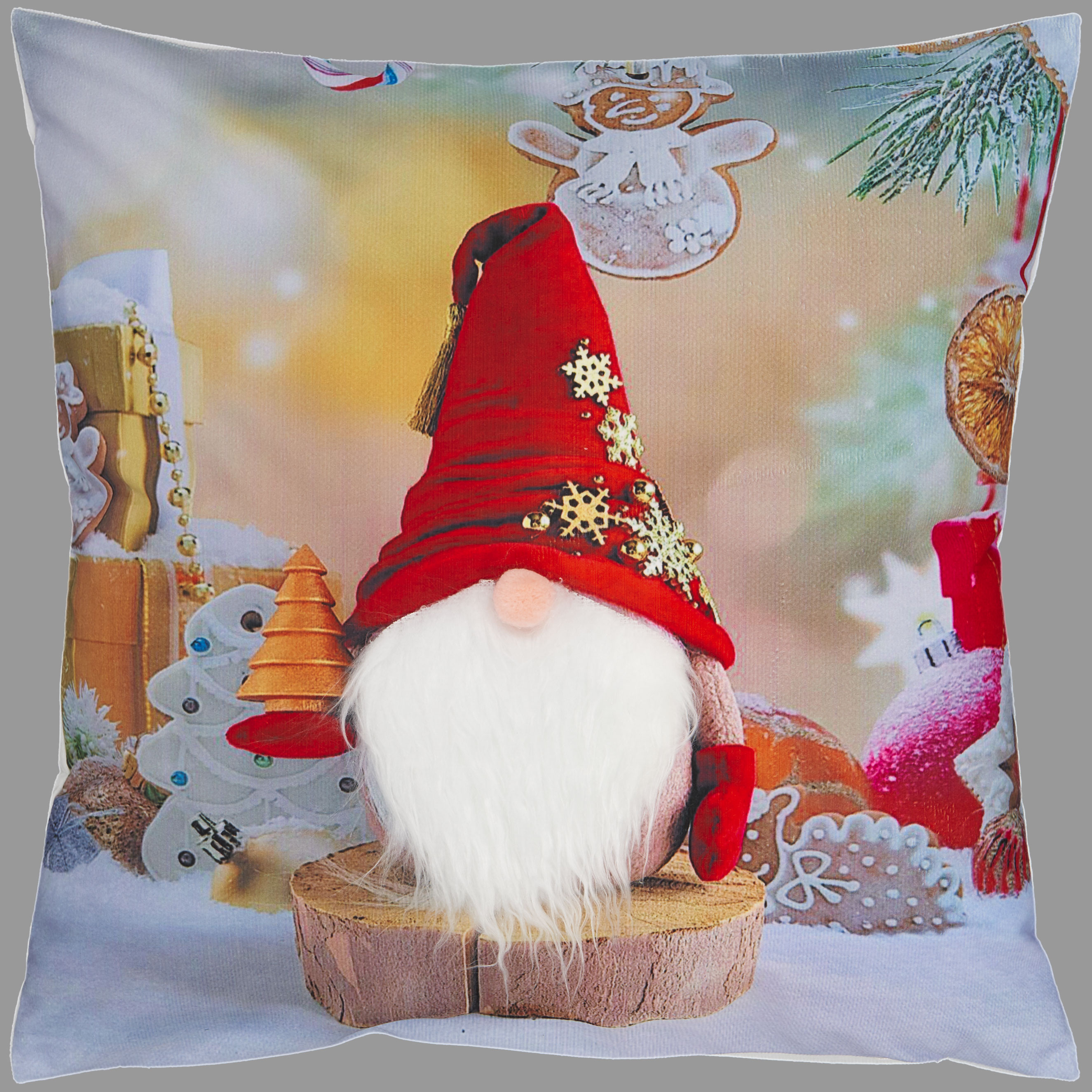 Kissenhülle Weihnachten 40x40 Wichtel Plüsch Weihnachtskissen Kissen Kissenbezug Rot Weiß