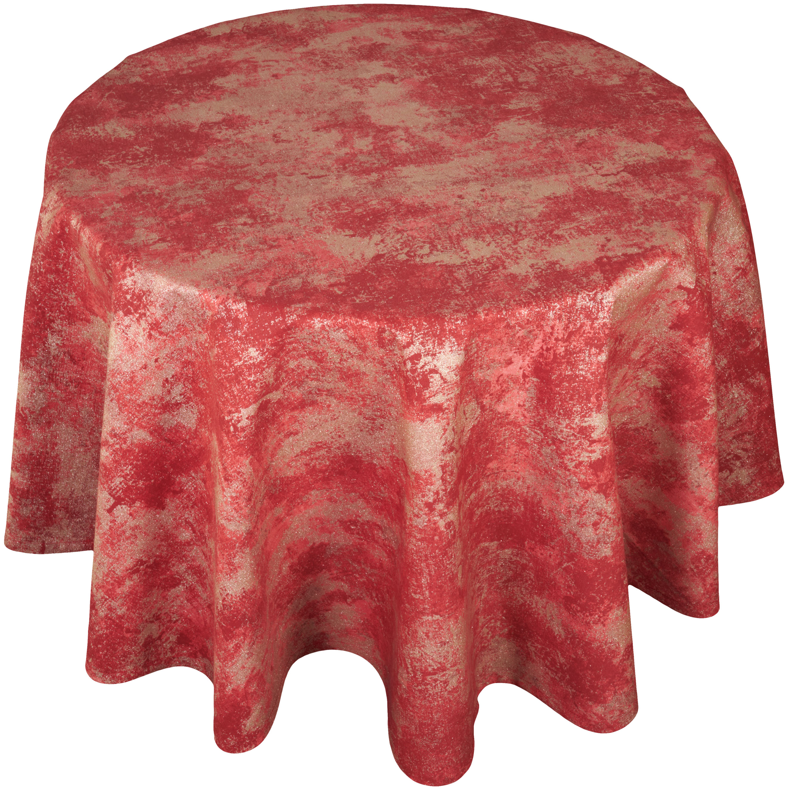 Tischdecke Weihnachten Rund 150 cm HOSSNER Metallic Rot Unterdecke Weihnachtstischdecke Stoff Fleckgeschützt Waschbar