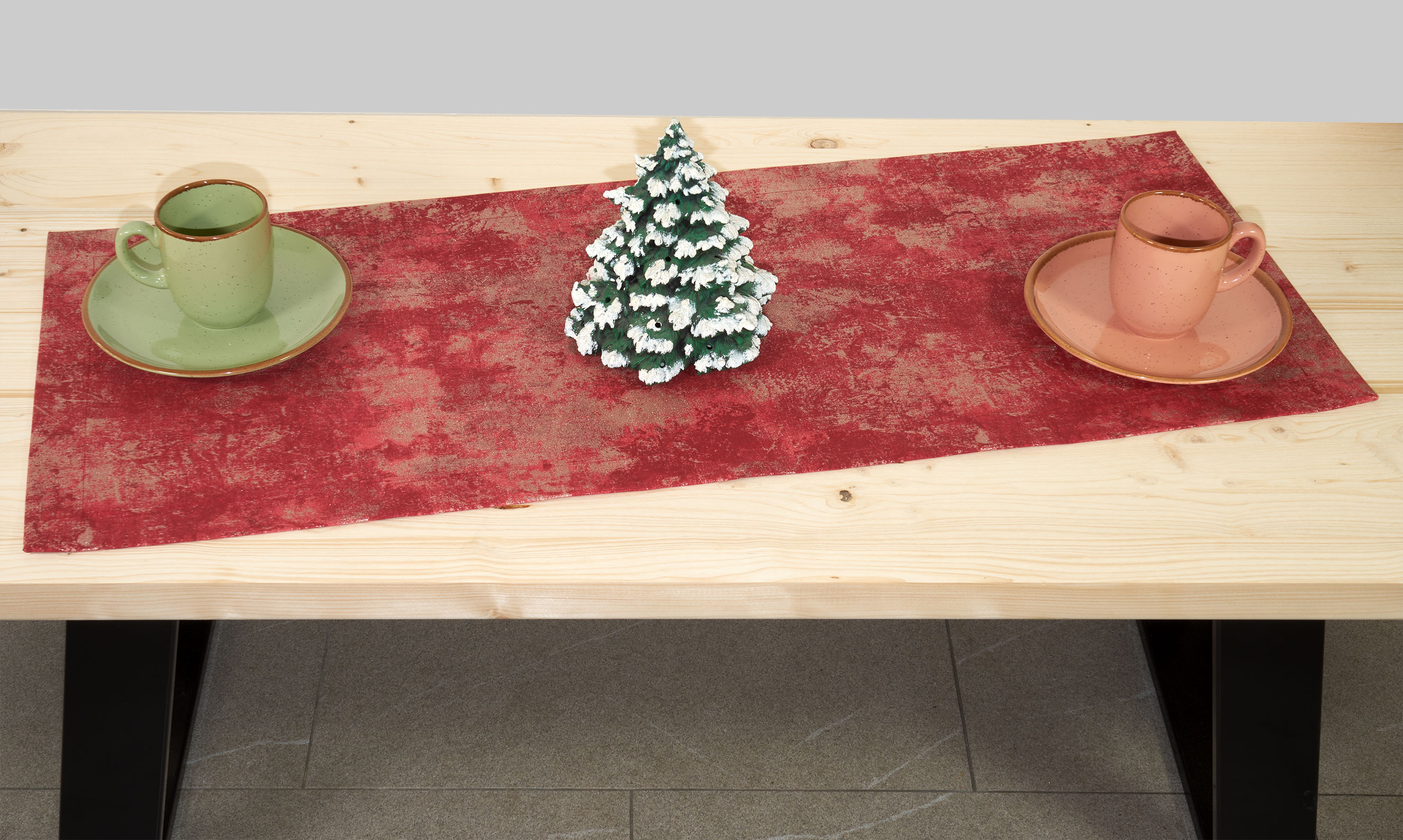 Weihnachtstischläufer Creme-rot-gold – Oval Ca. 40x90 Cm, Leinenoptik, Bestickt Mit Glöckchen & Kerzen