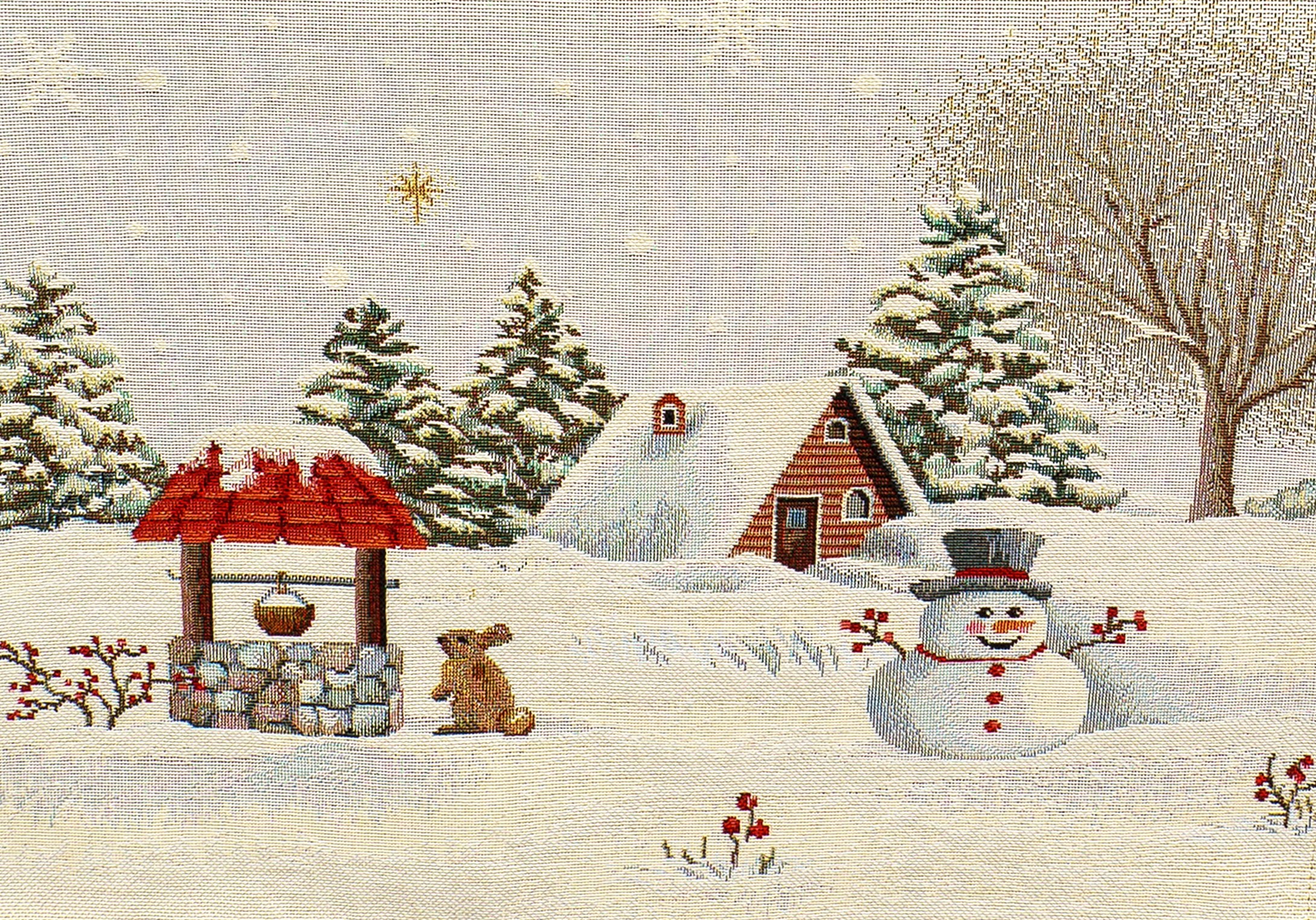 Weihnachten Gobelin Tischdecke Tischläufer Kissenbezug Platzdeckchen Winterzeit
