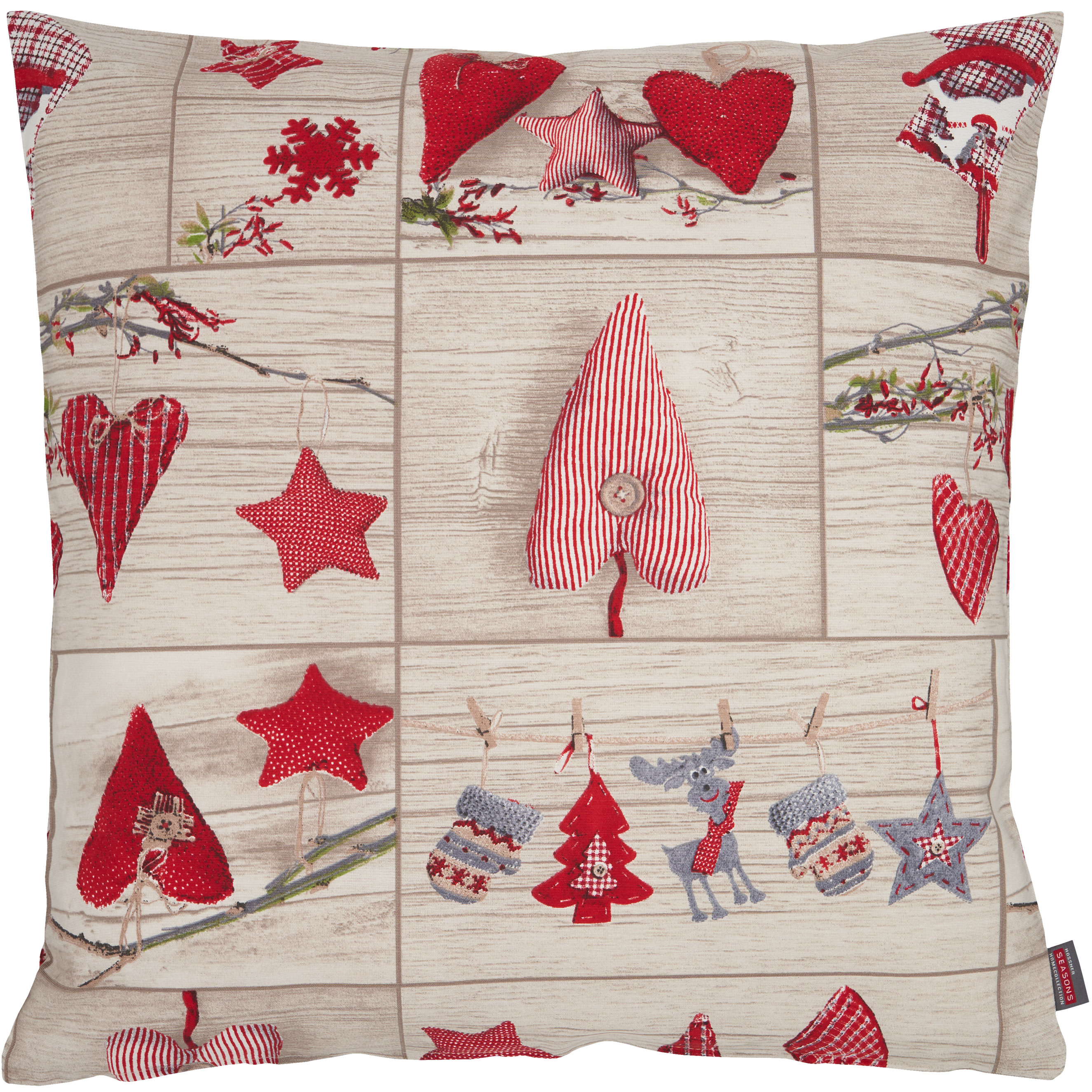Kissenhülle Weihnachten 50x50 Hossner Rudolph Kissenbezug Weihnachtskissen Weihnachtsdekoration Stoff Landhaus