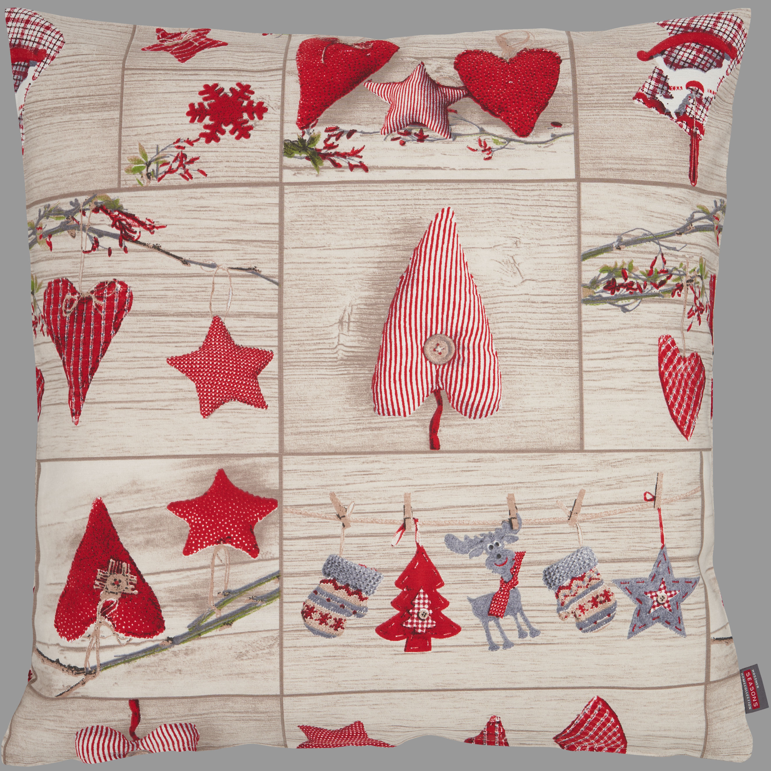 Kissenhülle Weihnachten 50x50 Hossner Rudolph Kissenbezug Weihnachtskissen Weihnachtsdekoration Stoff Landhaus
