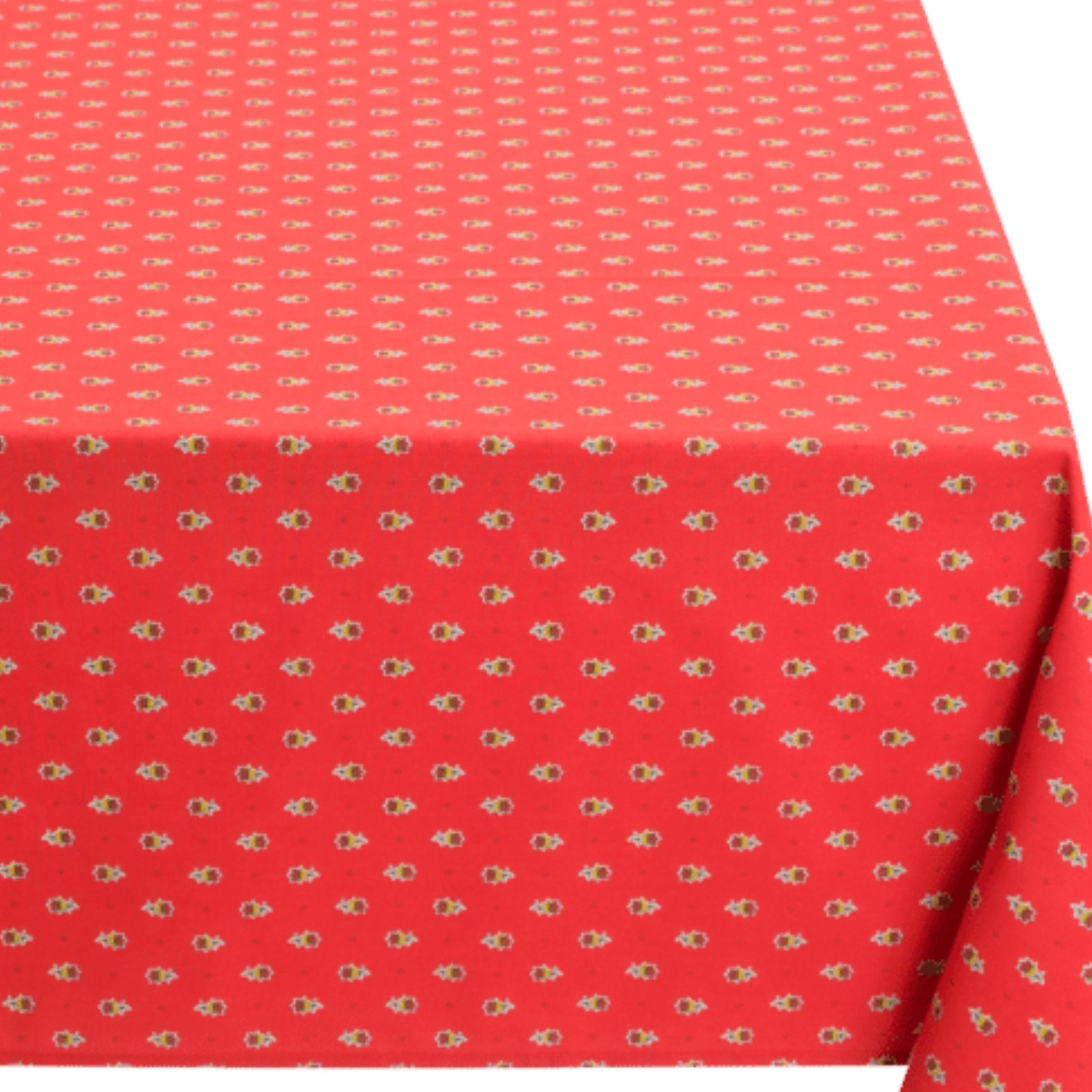 Tischdecke Abwaschbar 150x250 Blümchen Rouge Baumwolle Beschichtet Gartentischdecke Indoor Outdoor Decke Stoff Bedruckt Made in France