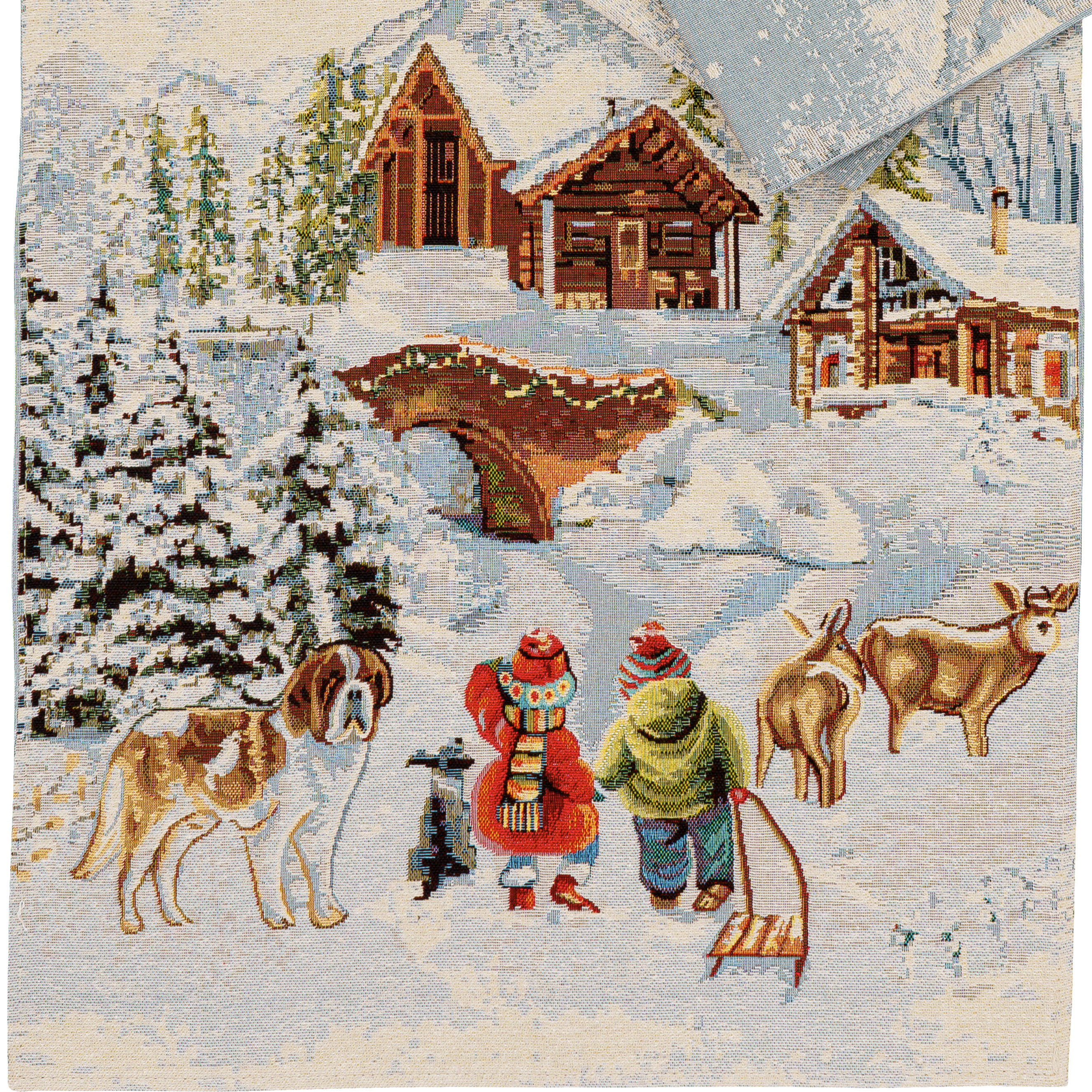 Tischläufer Weihnachten 45x140 Gobelin Weihnachtsdorf Tischdecke Winter Tischwäsche