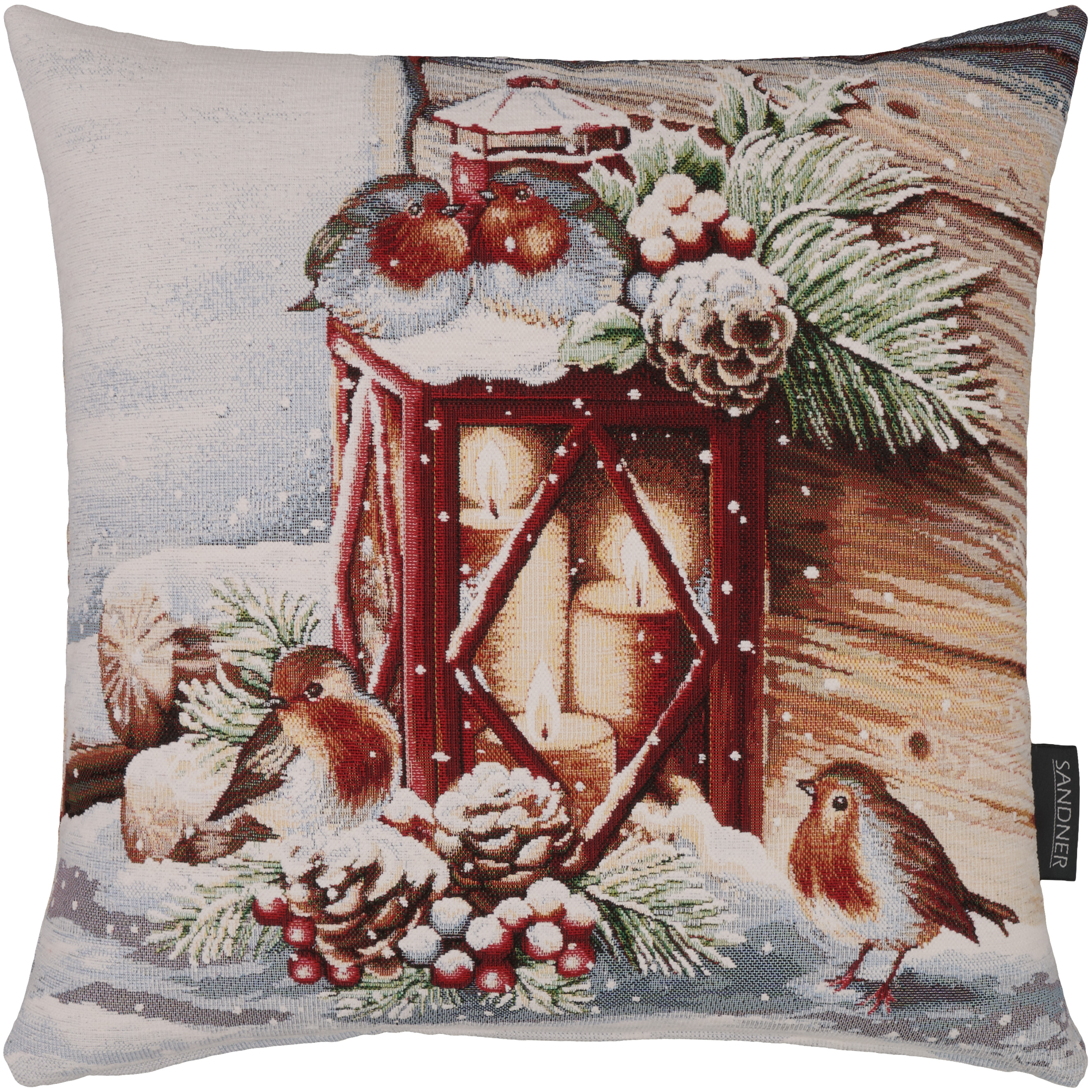 Kissenbezug Weihnachten 45x45 Gobelin Kissenhülle Kissen Winter Made in Germany Sandner Laterne