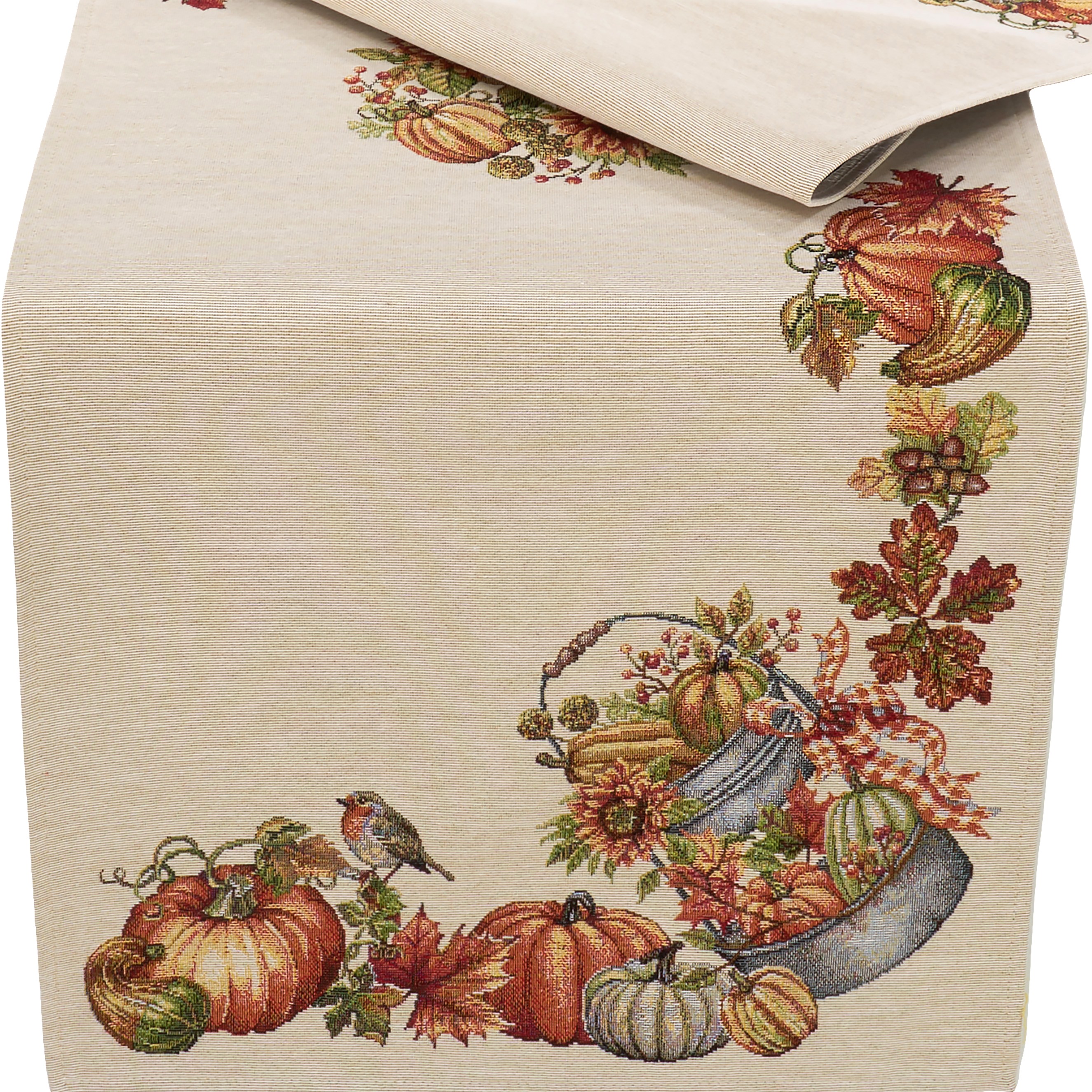 Herbst-Tischläufer Für Thanksgiving – 122 Cm Langer Tischschoner Mit Kürbis & Blatt-Motiv