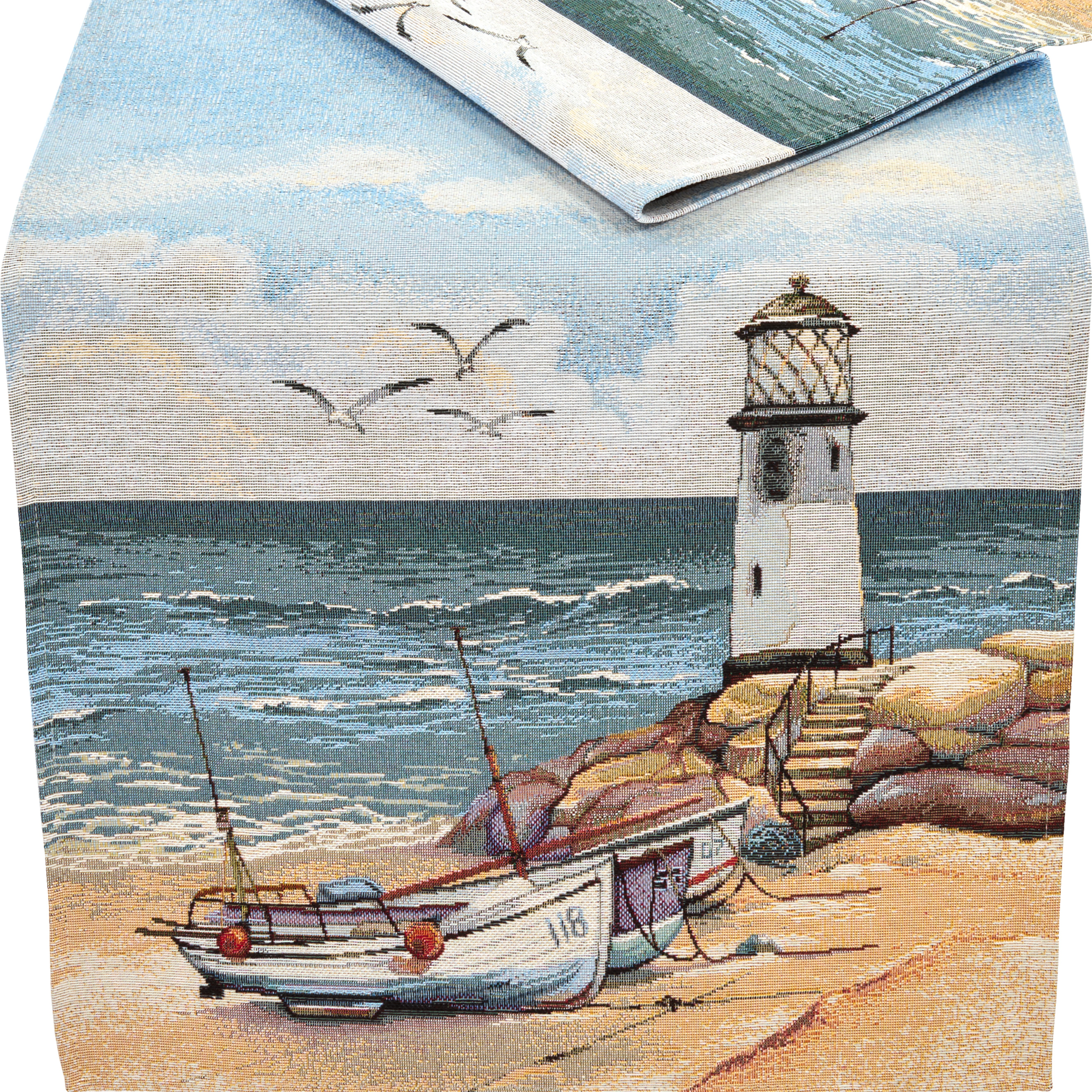 Gobelin Tischläufer Maritim 38x100 Tischdecke Tischdekoration Sommer Sandner Ostseestrand