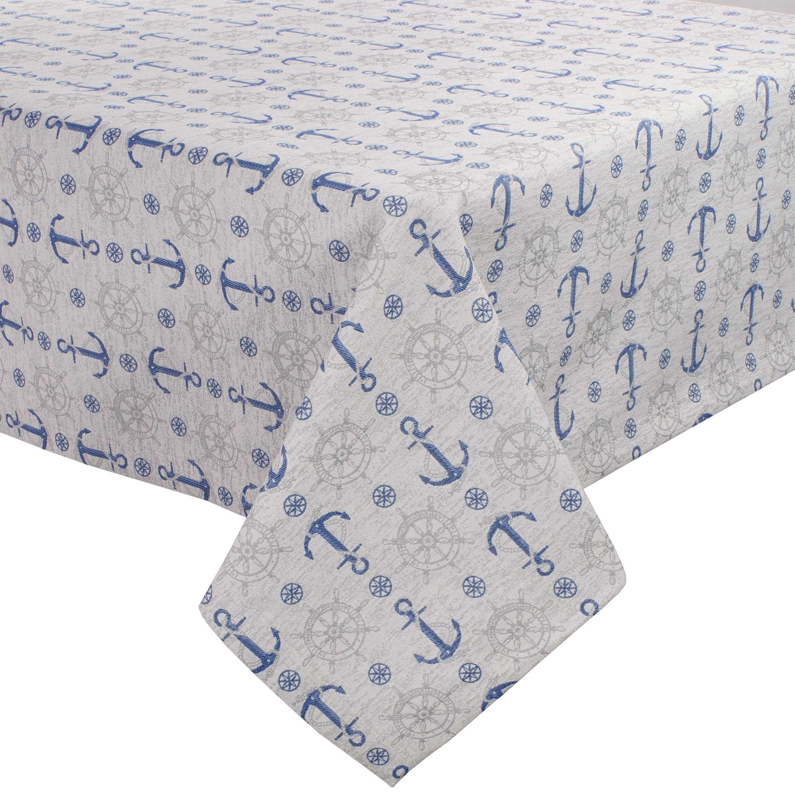Tischdecke Tafeltuch Unterdecke Anker Seefahrt Hellgrau 130x170 Made in Germany
