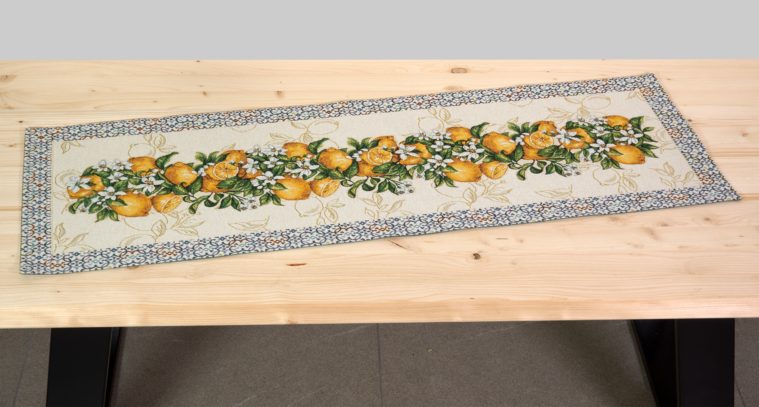 Gobelin Tischläufer 35x97 Zitronen Tischdecke StiVoTex Decke Läufer Mediterran Tischunterlage Toskanisch Couchtisch Aufleger Sommer