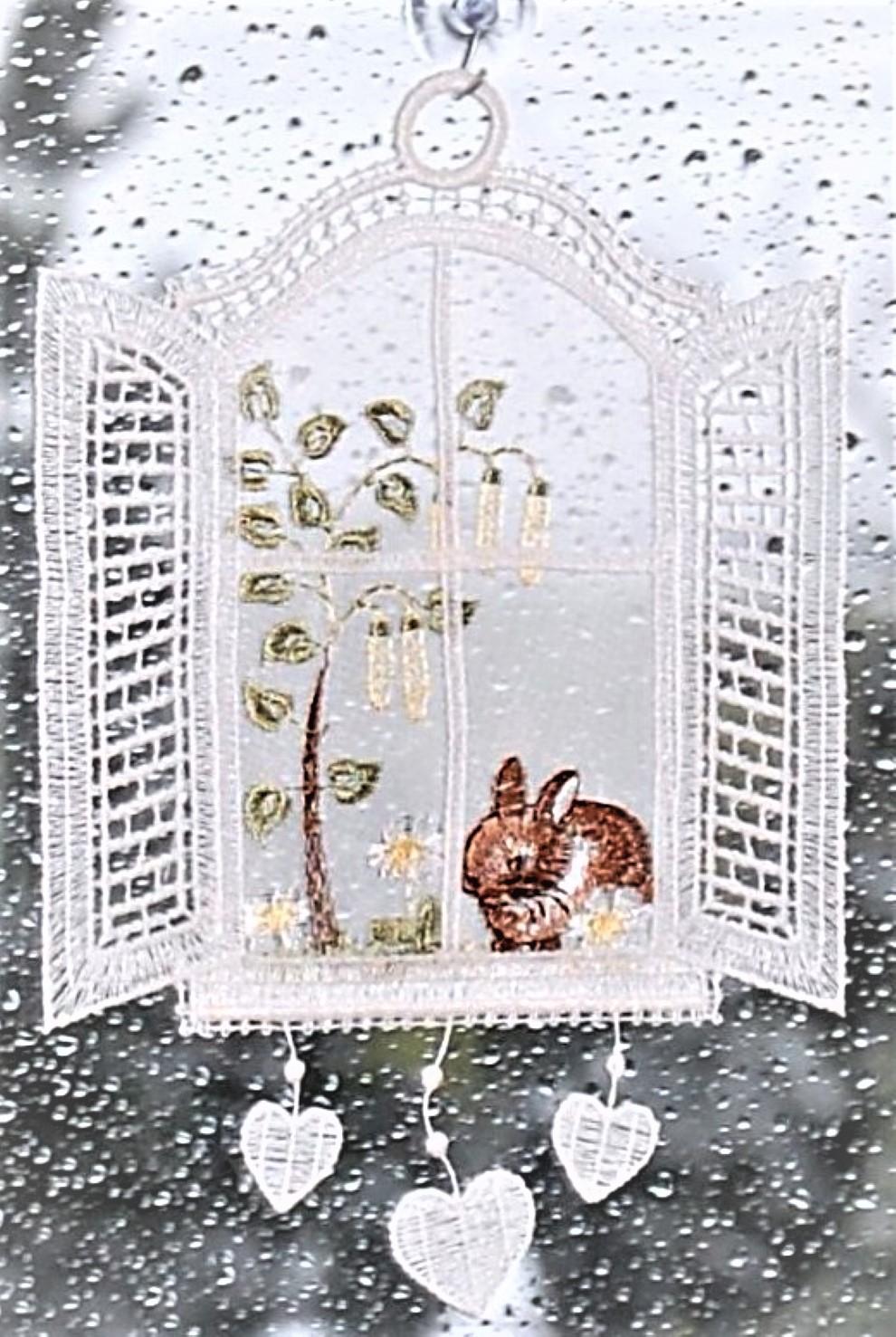 Plauener Stickerei Fensterbild Spitze Schmetterling Fensterdeko | Sommer Frühling eBay