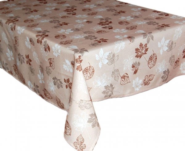 Raebel Blätter Beige Tafeltuch Stoff Tischdecke Tischwäsche Herbst Pflegeleicht