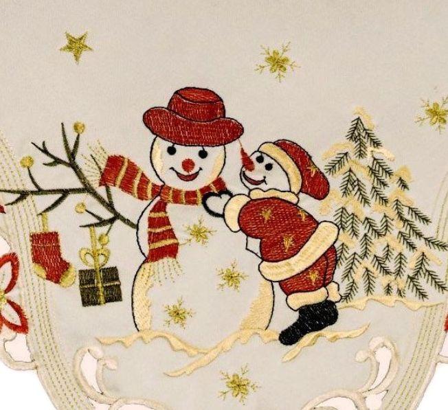 Weihnachten Tischdecke Tischläufer Schneemann Mitteldecke Deckchen Deko  Bestickt | eBay