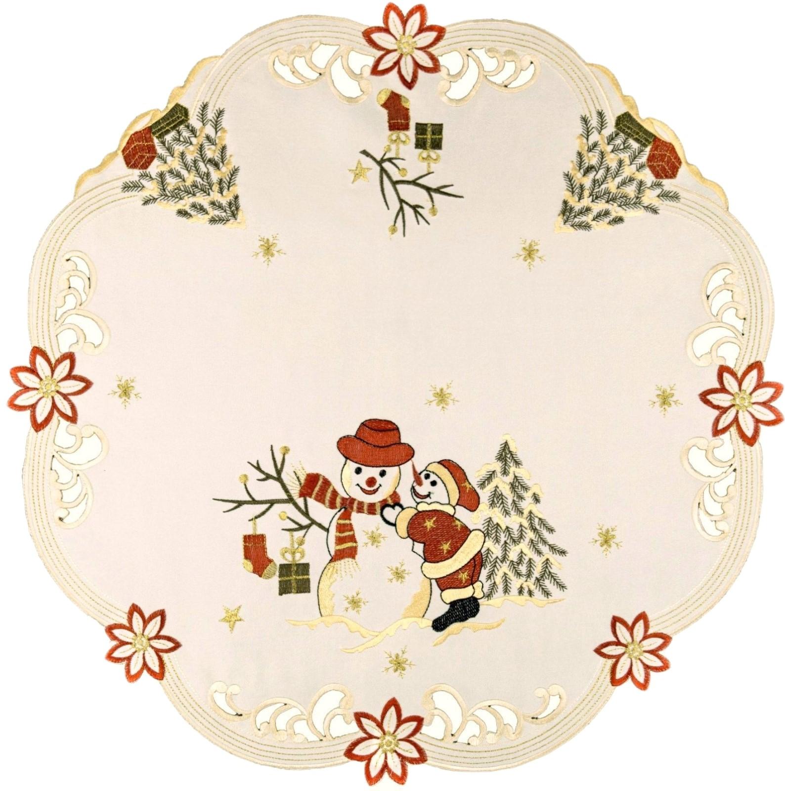 Weihnachten Tischdecke Tischläufer Schneemann Mitteldecke Deckchen Deko  Bestickt | eBay