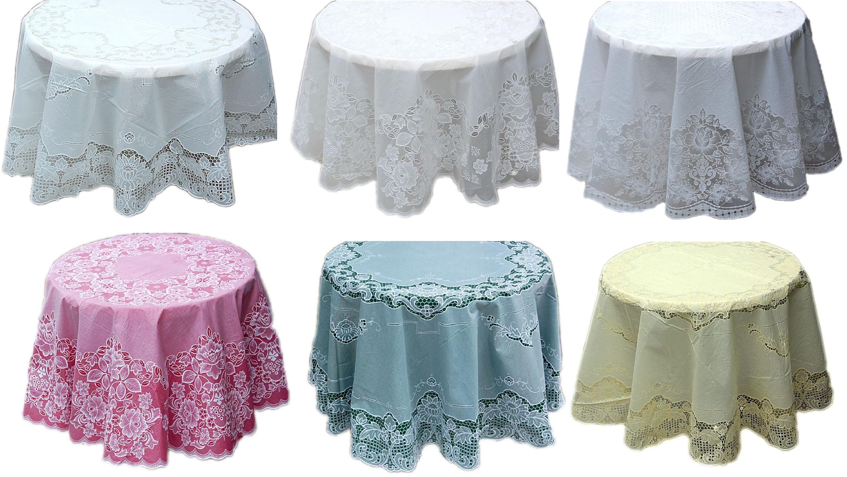 Vinyl Tischdecke abwaschbar rund Spitze wasserdicht Spitzendecke Küche